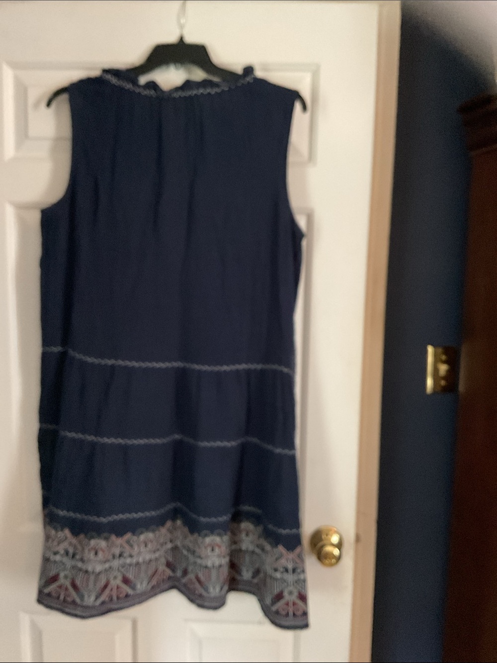Max Studio Navy Sleeveless Dress with Embroidered Trim - Picture 3 of 3